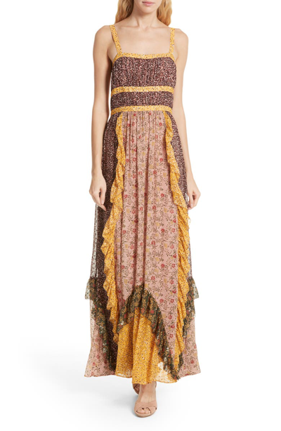 Ulla Johnson Brie Floral Print Silk Blend Maxi Dress In Multicolor