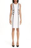 MICHAEL KORS LEATHER TRIM BOUCLE CREPE SHEATH DRESS,441PKM006