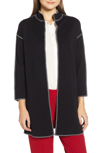 ANNE KLEIN PIPED DETAIL NEHRU SWEATER COAT,10704064