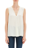 Theory Silk V-neck Draped-front A-line Top In Iv