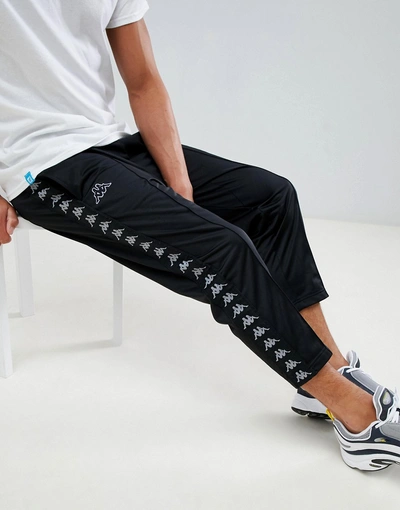 Kappa Cropped Sweatpants With Logo Taping In Black - Black | ModeSens