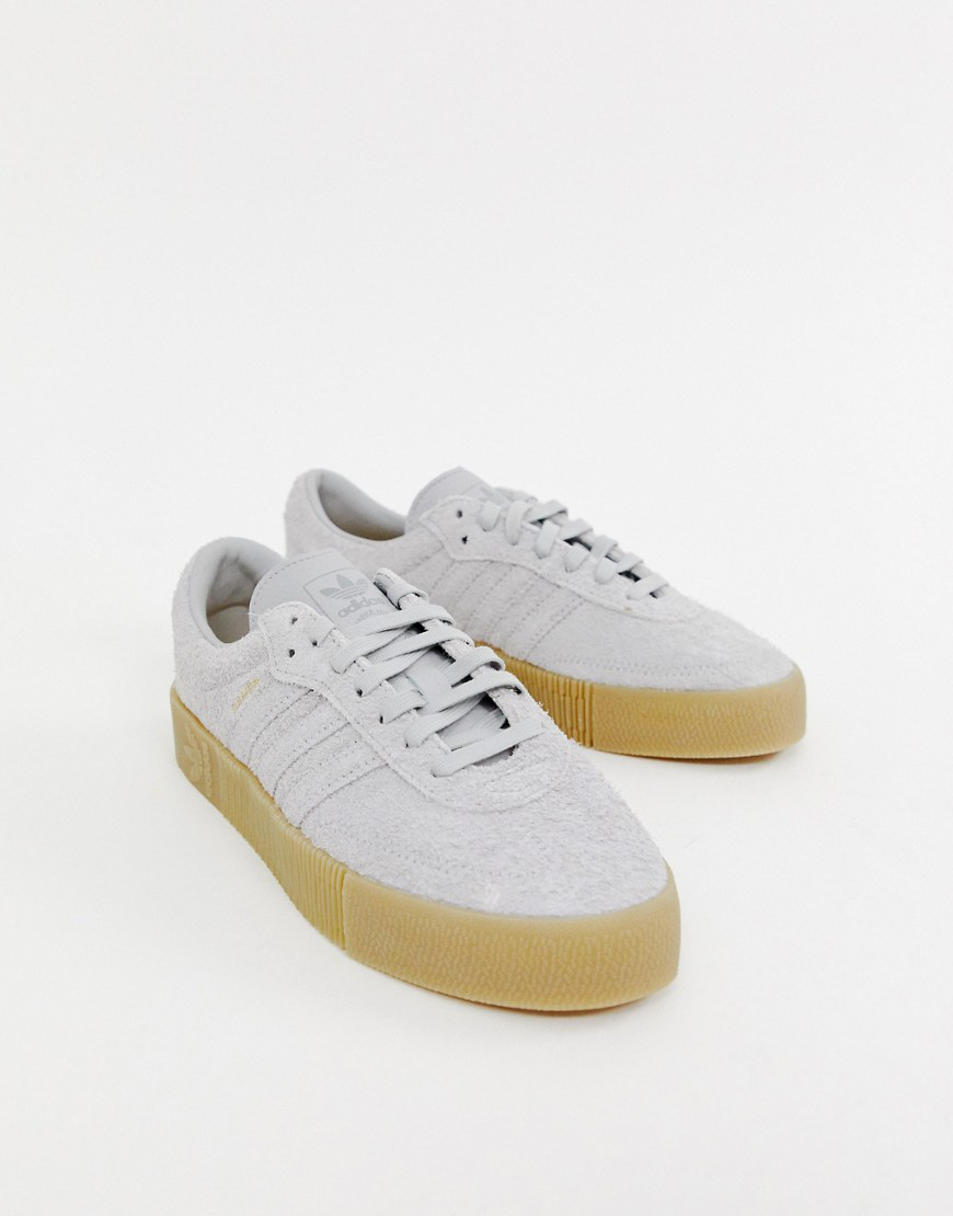 adidas originals samba rose sneakers in tan with gum sole