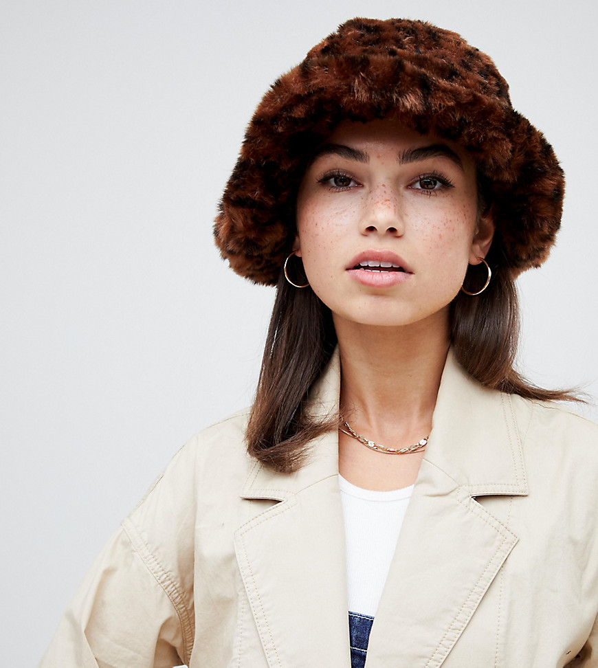 leopard bucket hat fur