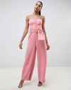 FINDERS KEEPERS FINDERS WESTWAY WIDE LEG JUMPSUIT WITH STATEMENT BELT - PINK,20180930
