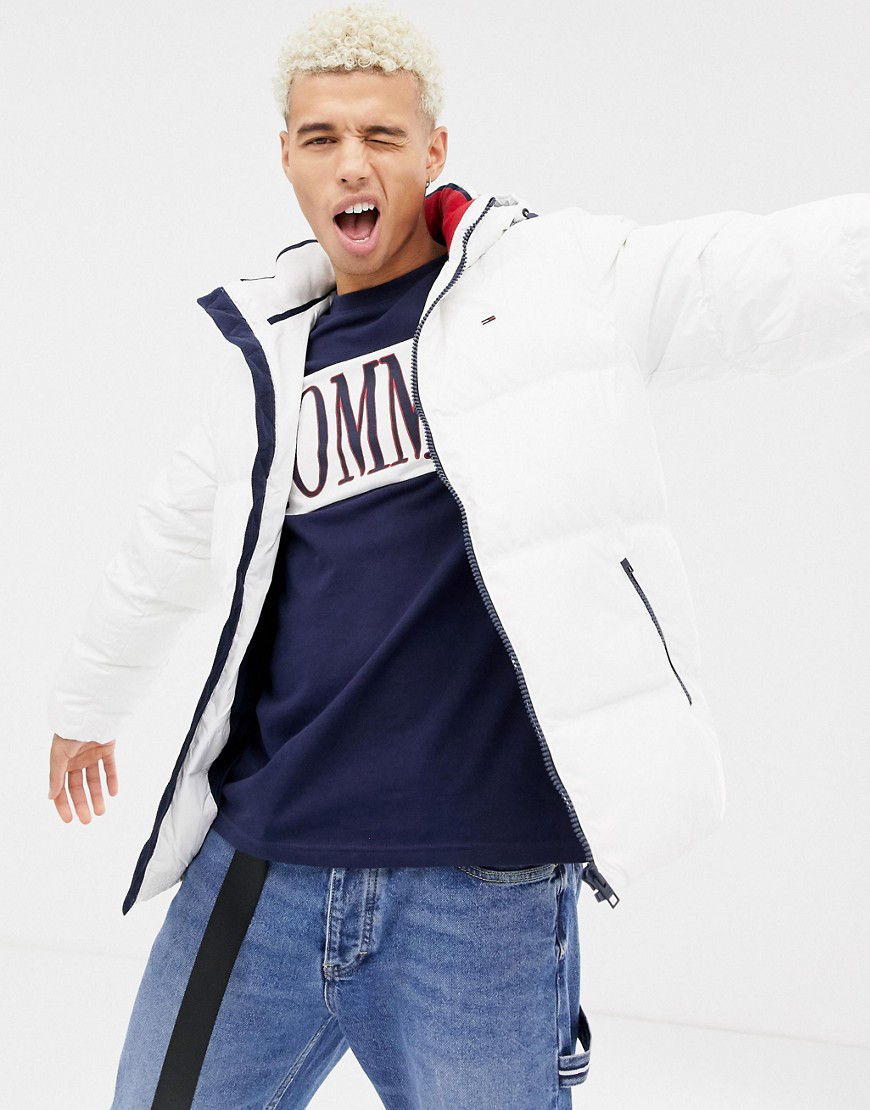 tommy jeans down puffer jacket detachable hood