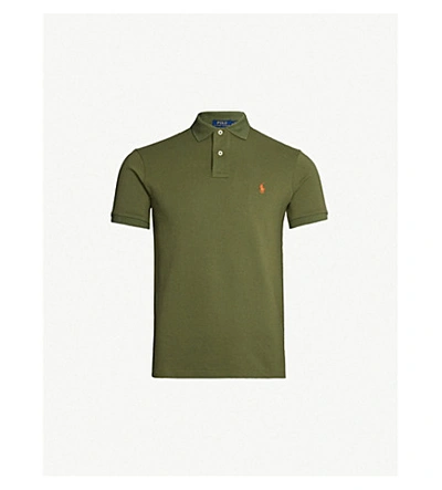 Polo Ralph Lauren Logo-embroidered Slim-fit Cotton-piqué Polo Shirt In Supply Olive