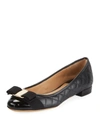 Ferragamo Ballet Flats Varina Patent Leather In Nero
