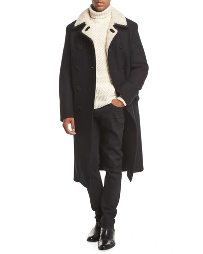 Tom Ford Double-breasted Wool Coat In Black