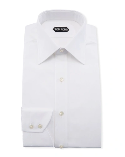 TOM FORD SOLID BARREL-CUFF DRESS SHIRT, WHITE,PROD143800722