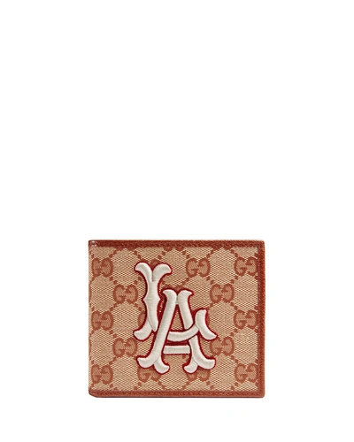 Gucci Los Angeles Gg Supreme Logo Wallet In Beige