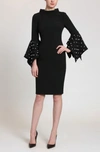 BADGLEY MISCHKA Black Pearl Sleeve Sheath Dress,BM18FD2120-14-1