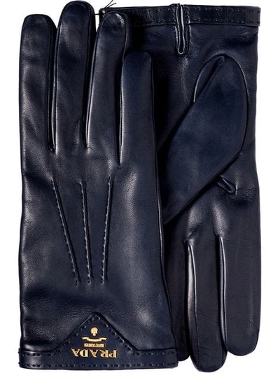 Prada Leather Gloves - 蓝色 In Blue