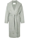 BALLSEY BALLSEY BELTED ROBE COAT - GREY