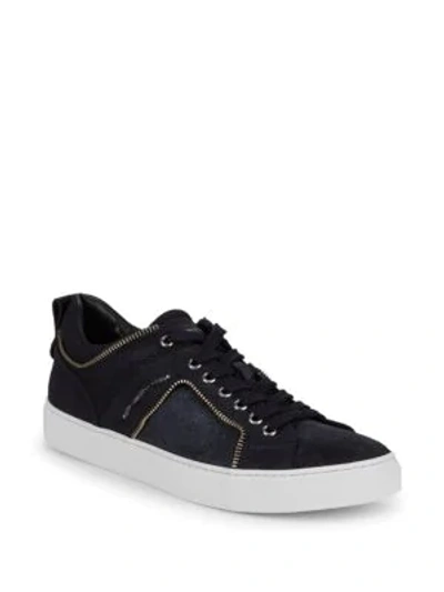 Alessandro Dell'acqua Lace-up Leather Low-top Sneakers In Blue