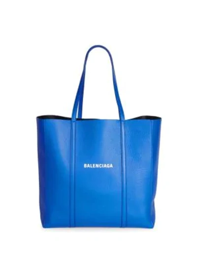 Balenciaga Small Everyday Leather Tote In Blue