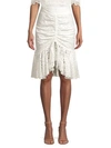 MILLY Brittany Gathered Floral Lace Skirt