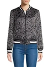 ALICE AND OLIVIA Keith Haring X Alice + Olivia Lonnie Graphic Reversible Silk Bomber Jacket