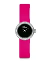 DIOR La Mini D de Dior Diamond, Stainless Steel & Pink Patent Leather Strap Watch