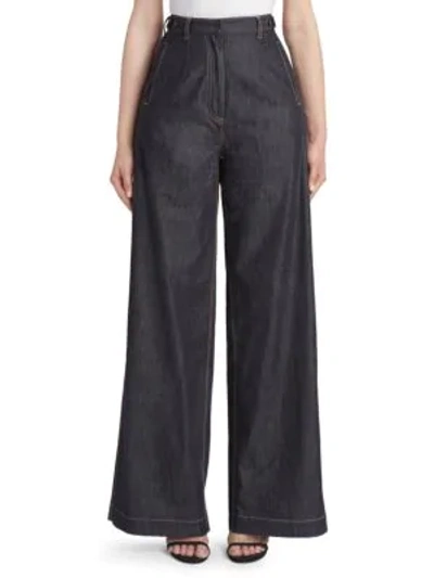 Rokh High-rise Wide Leg Trouser Jeans In Indigo