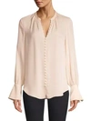 JOIE Tariana Silk Covered Button Blouse