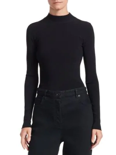 The Row Middi Mock-neck Long-sleeve Top In Black