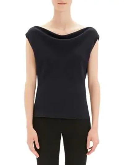 Theory Draped Bateau Neck Top In Black