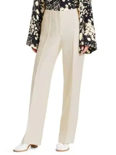 The Row Max Virgin Wool & Silk Trousers In Ivory