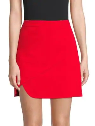 Alice And Olivia Dasia Asymmetric Fold Mini Skirt In Cherry