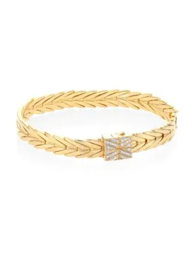 John Hardy Diamond 18k Yellow Gold Weave Effect Link Chain Bracelet