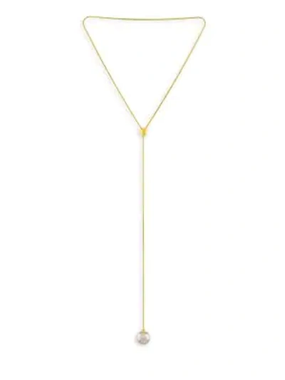 Majorica Adjustable Simulated Pearl Y Necklace, 27 In Gold