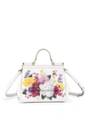 Dolce & Gabbana Medium Sicily Floral-print Leather Top Handle Bag In White