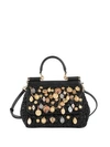 DOLCE & GABBANA Small Sicily Charm-Embellished Raffia Top Handle Bag