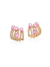 HUEB WOMEN'S RAINBOW DIAMOND, PINK SAPPHIRE & 18K ROSE GOLD EAR CUFFS,0400090571976