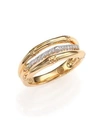 JOHN HARDY WOMEN'S BAMBOO DIAMOND & 18K YELLOW GOLD THREE-ROW RING,0407669072285