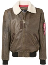 ALPHA INDUSTRIES SHEARLING COLLAR LEATHER JACKET