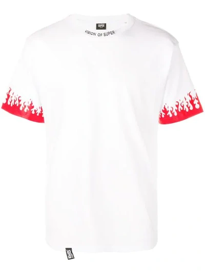 Vision Of Super Flames Print Detail T-shirt - 白色 In White