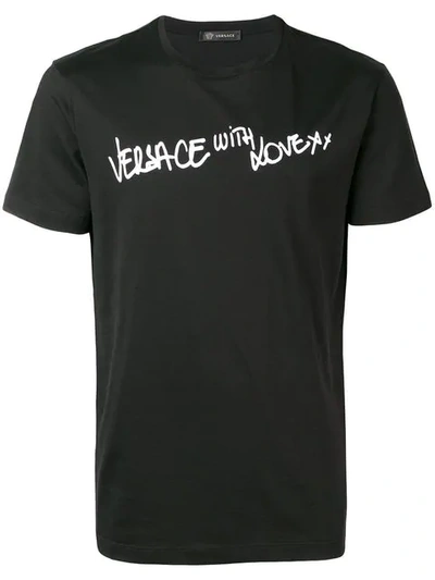 Versace 'with Love' Print T-shirt - 黑色 In Black