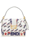 FENDI BAGUETTE BEAD-EMBELLISHED PRINTED LEATHER SHOULDER BAG