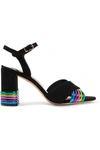 SOPHIA WEBSTER JOY METALLIC LEATHER AND SUEDE SANDALS