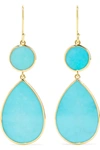 Ippolita 18k Yellow Gold Polished Rock Candy Turquoise Circle Teardrop Drop Earrings In Gold