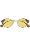 FENDI CAT-EYE SILVER-TONE SUNGLASSES