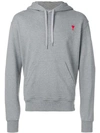 Ami Alexandre Mattiussi Ami Ami De Coeur Logo Embroidered Hoodie In Grey