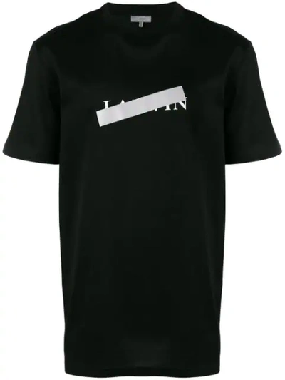 Lanvin Strikethrough Logo-print Cotton-jersey T-shirt In Black