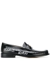 VERSACE VERSACE 'WITH LOVE' SIDE STAMP LOAFERS - BLACK