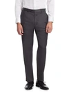 Emporio Armani Basic Flat-front Wool Trousers In Grey
