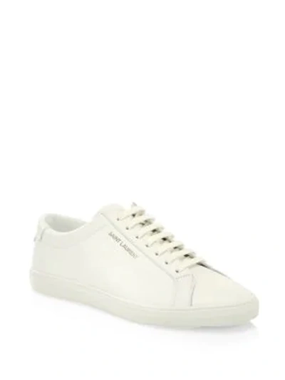 Saint Laurent Gym Low Logo-print Leather Sneakers In White