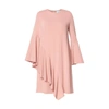 PAISIE Round Neck Dress With Asymmetric Side Frill Overlay In Blush