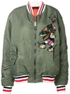 LÉDITION LÉDITION SEQUIN EMBROIDERY BOMBER JACKET - GREEN