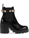 Gucci Leather Ankle Boot With Belt In Black