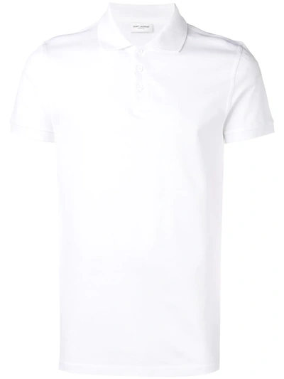 Saint Laurent Monogram Polo Shirt In White